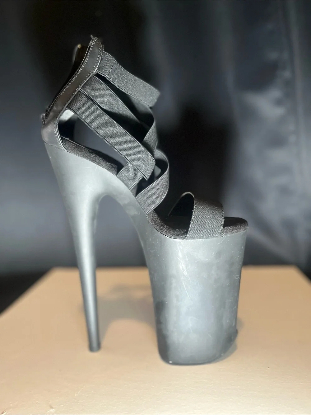 Pleaser Black Strappy Platform Heels